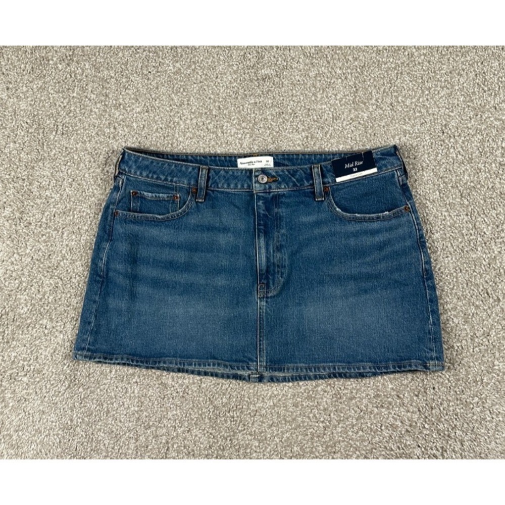 Abercrombie & Fitch Denim Skirt Womens 32 Blue Mid Rise Stretch Curve Love Mini